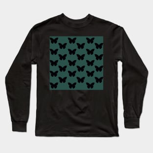 Black Butterflies Pattern Long Sleeve T-Shirt